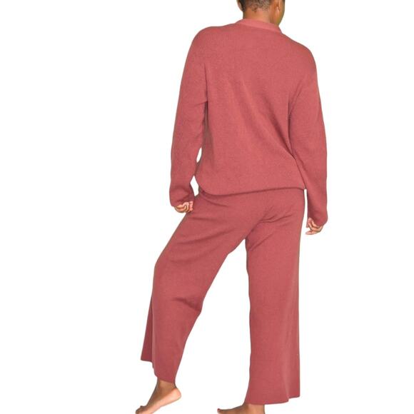 Mila Owen Jumpsuit Orange Ribbed Sweater Knit Straight Leg One Piece Stretch XS - Picture 2 of 15